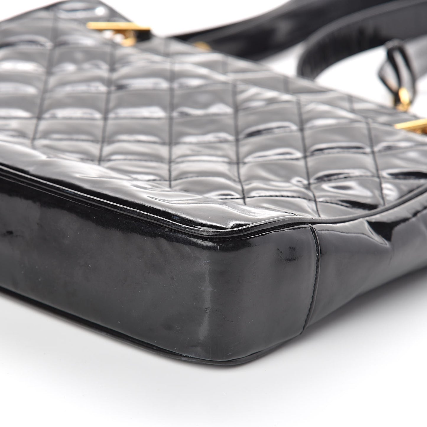 Patent Quilted Tote Black