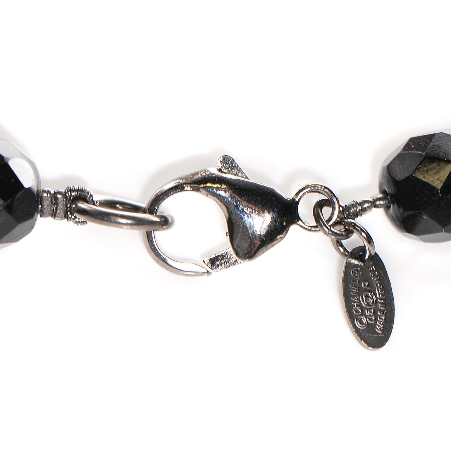 Chanel Pearl Beaded CC Long Necklace Ruthenium Black 5 of 5
