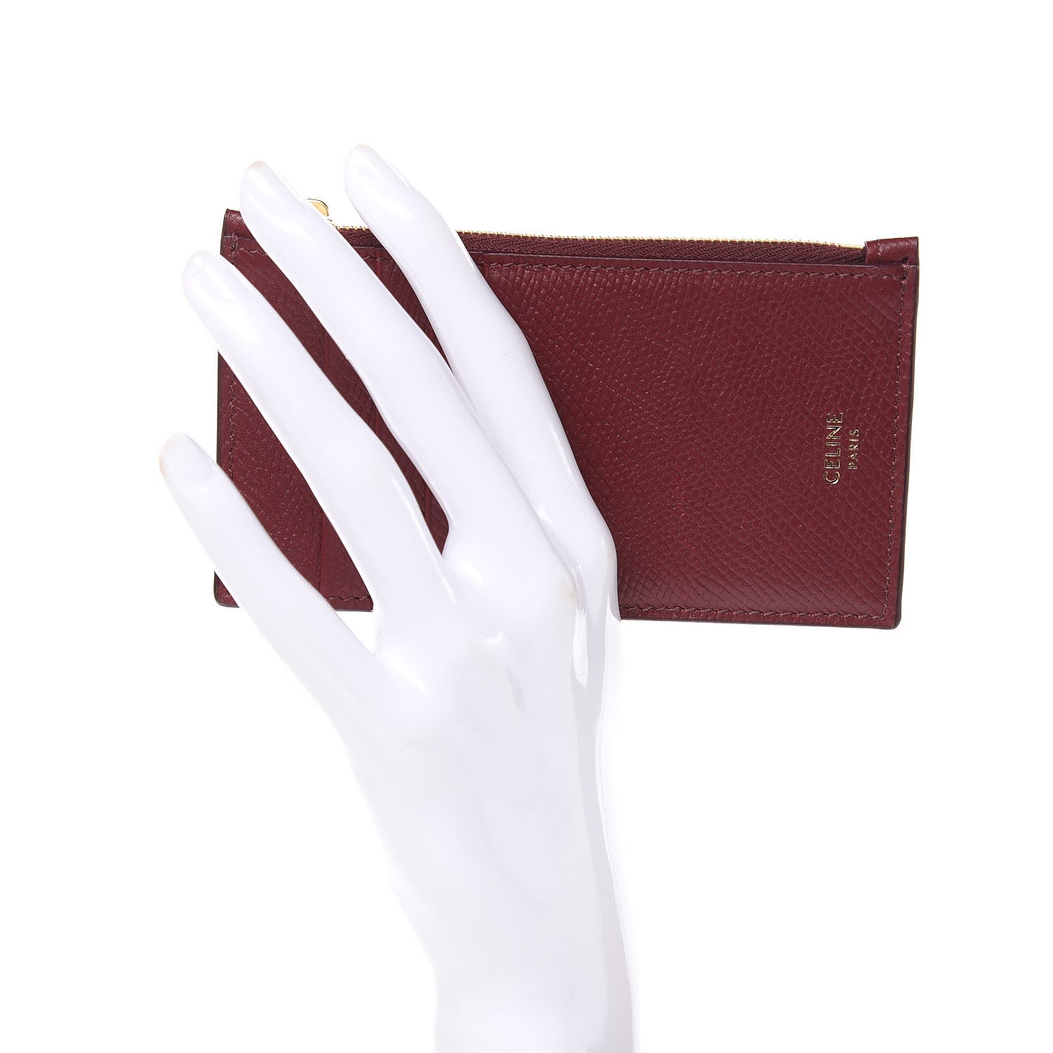 Celine Grained Calfskin Zipped Card Holder Light Burgundy 2 of 7