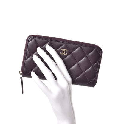 Chanel Lambskin Quilted Small Zip Around Wallet Dark Purple 2 of 8