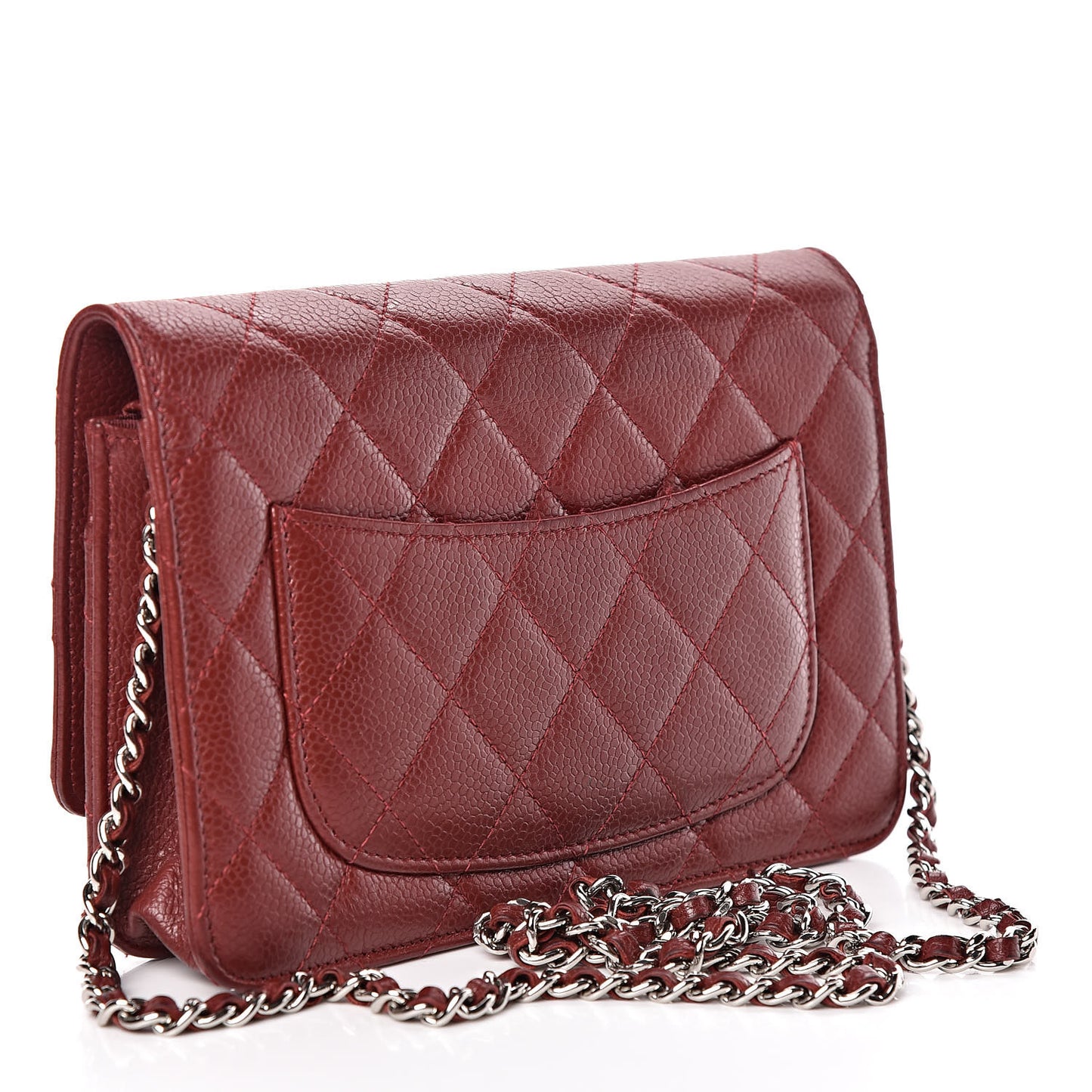 Caviar Quilted Wallet On Chain WOC Dark Red
