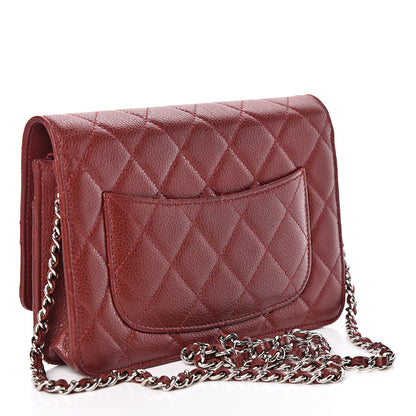 Chanel Caviar Quilted Wallet On Chain WOC Dark Red 3 of 11