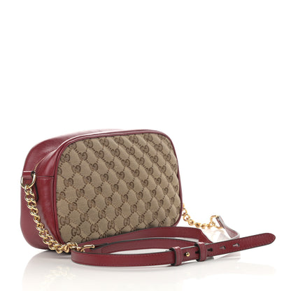 Gucci Monogram Azalea Calfskin Matelasse Diagonal Small GG Marmont Chain Shoulder Bag Beige Ebony New Cherry Red 3 of 12