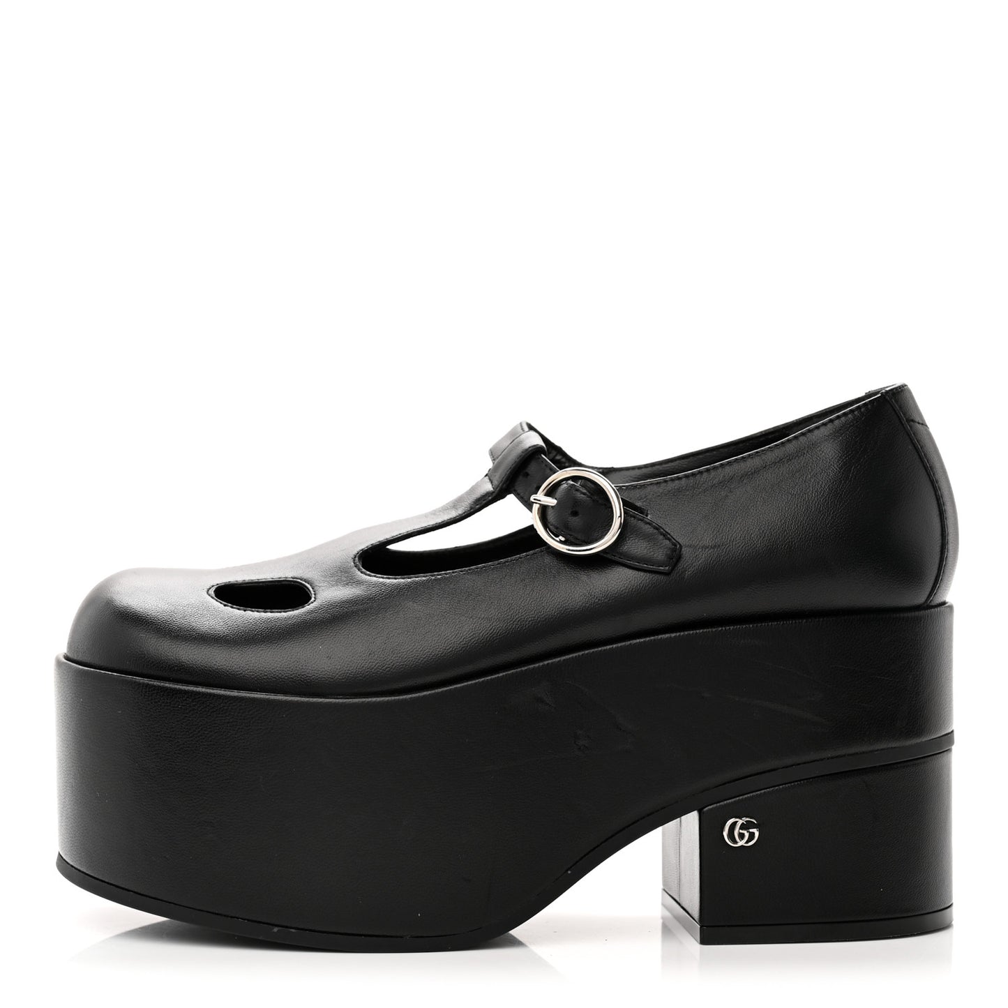 Nappa Cut Out Mary Jane Platform Loafers 37.5 Black