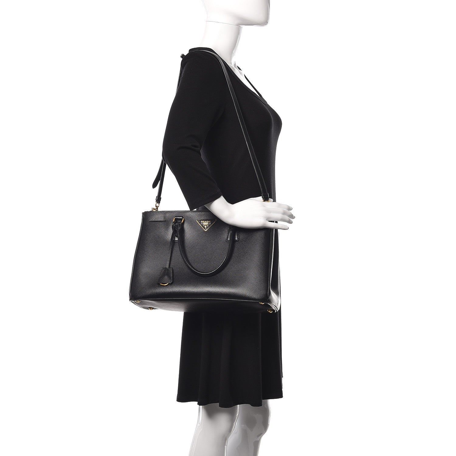 Prada Saffiano Medium Galleria Double Zip Tote Black 2 of 12