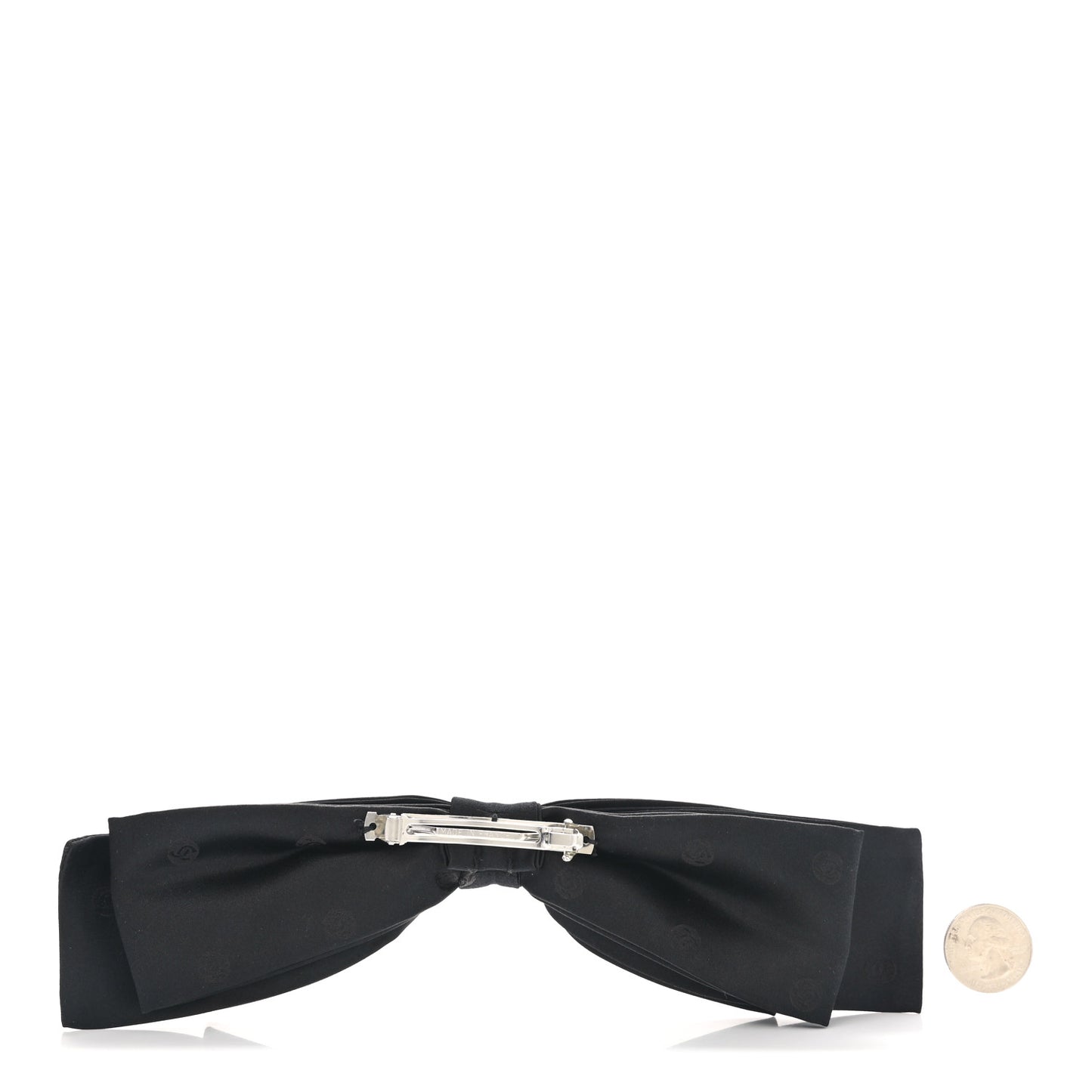 Satin CC Hair Clip Bow Black
