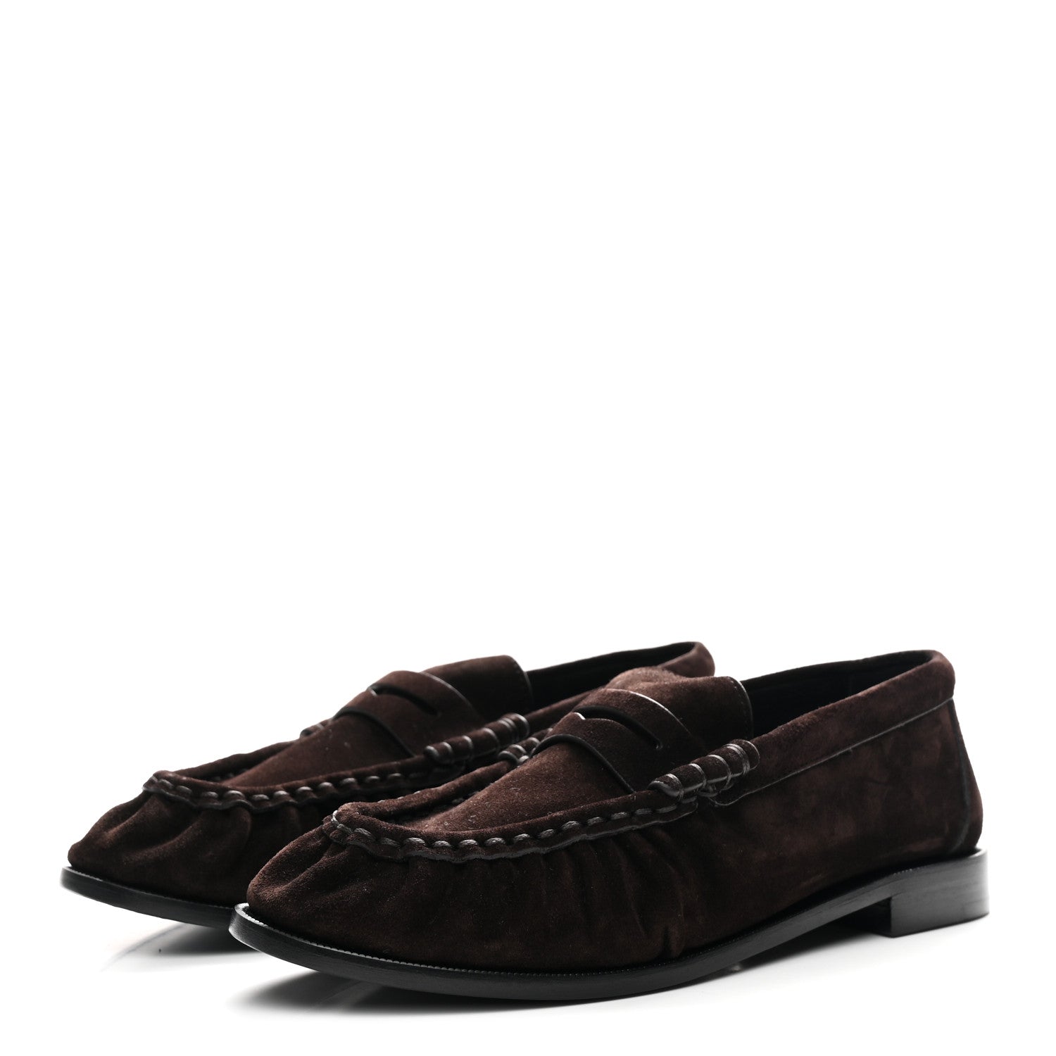 Saint Laurent Suede Le Loafer 15 Penny Slippers 37.5 Dark Chocolate 4 of 10