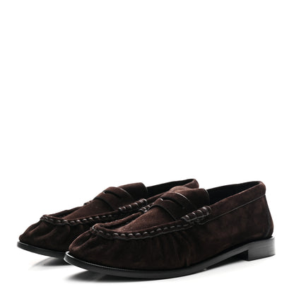 Saint Laurent Suede Le Loafer 15 Penny Slippers 37.5 Dark Chocolate 4 of 10