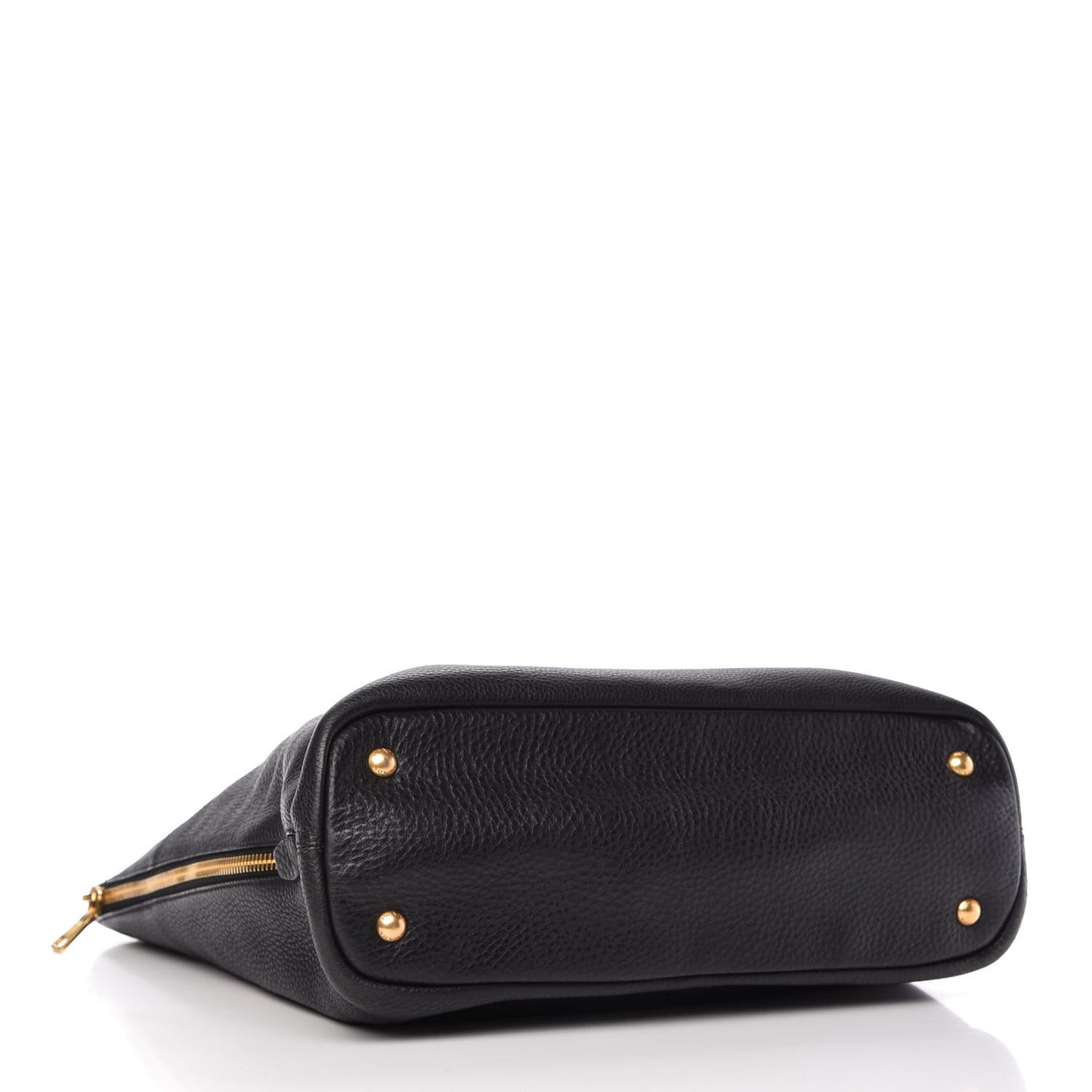 Vitello Daino Side Zip Tote Black