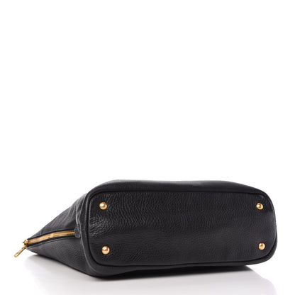 Prada Vitello Daino Side Zip Tote Black 4 of 11