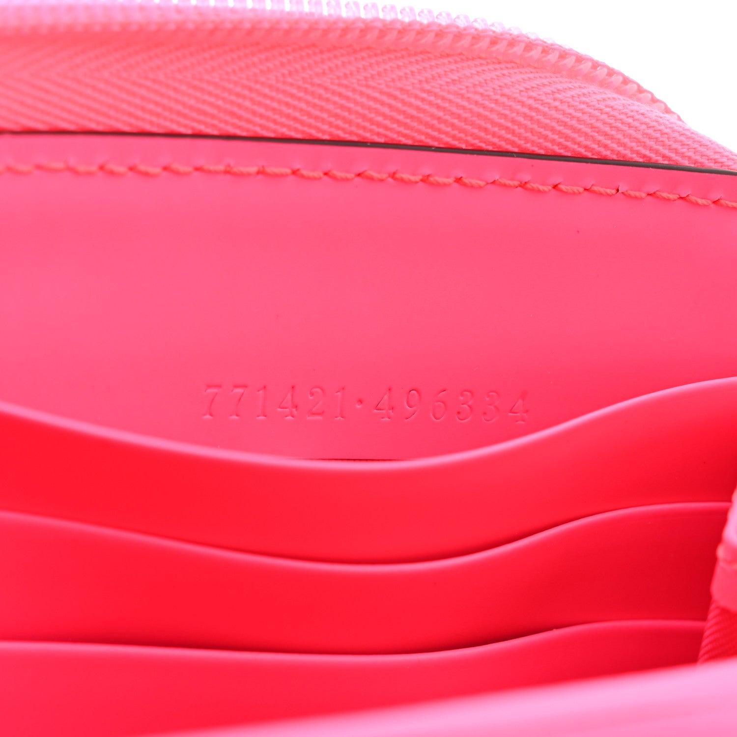Gucci Calfskin GG Rubber Effect Zip Around Wallet Pink 7 of 11