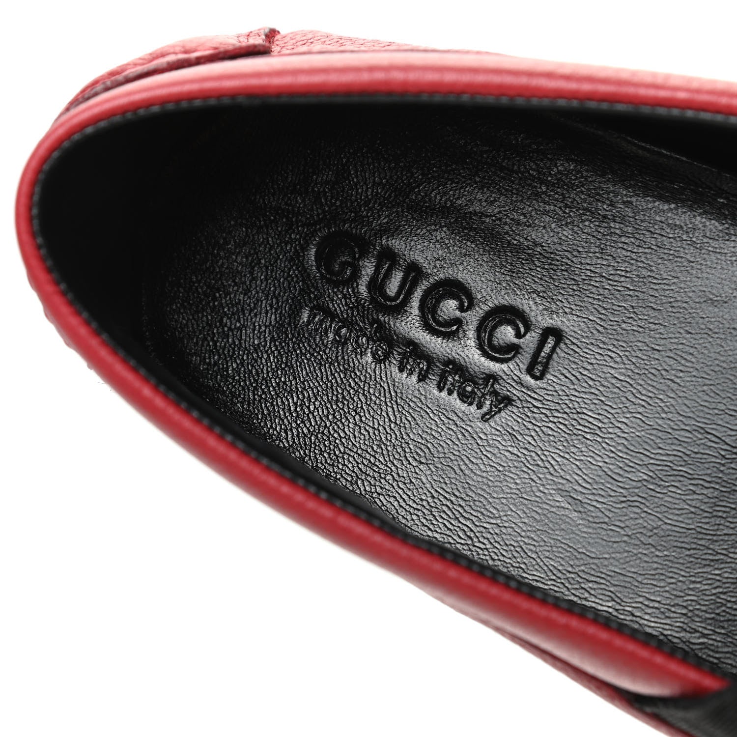 Gucci Calfskin Web Mens Driver Loafers 8 Red 6 of 8