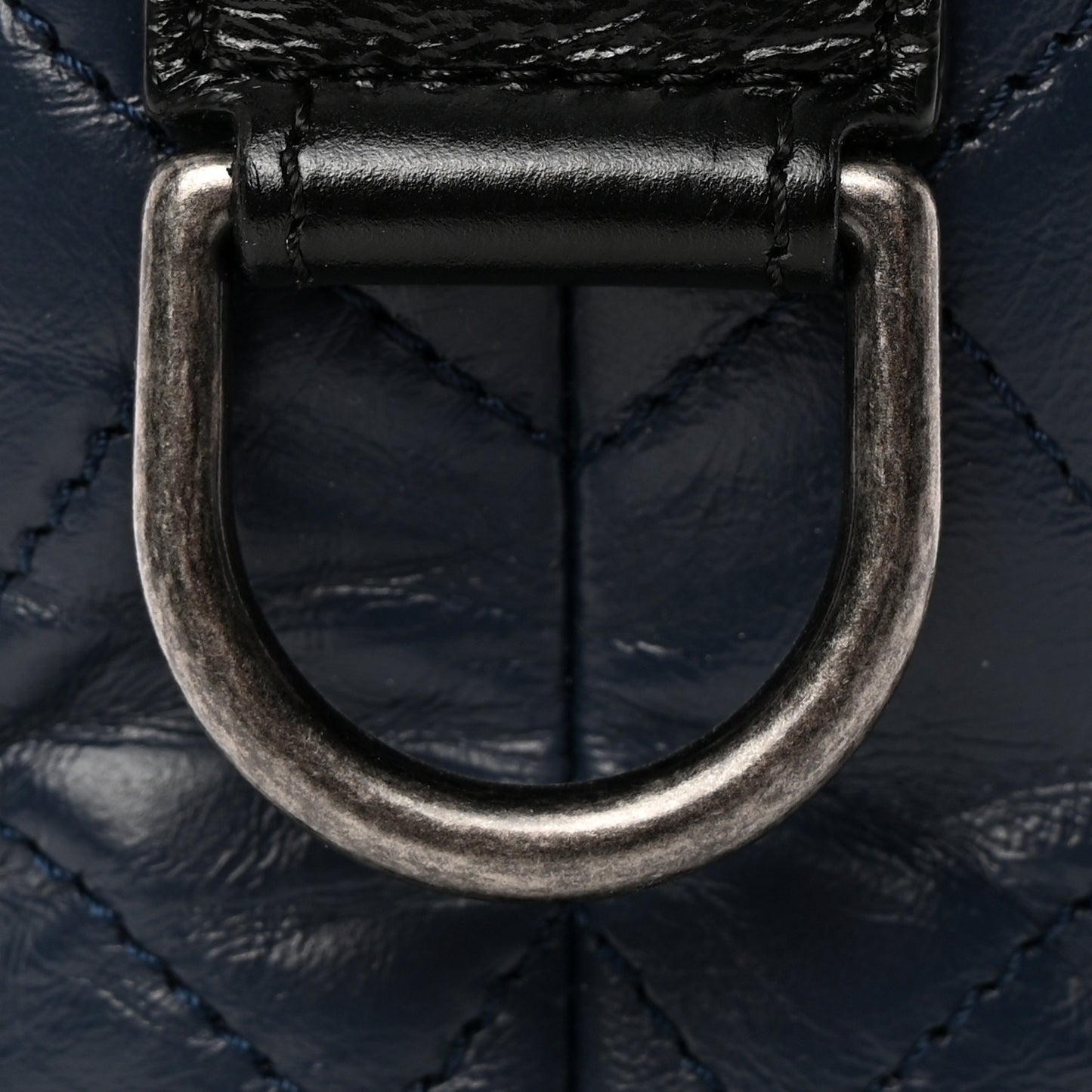 Aged Calfskin Quilted Small Gabrielle Hobo Navy Black