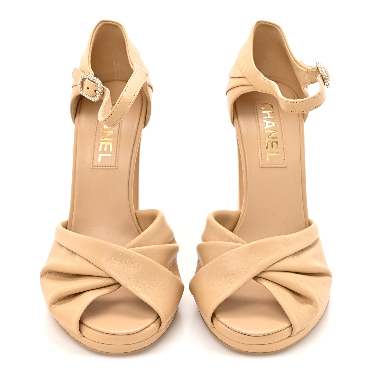 Chanel Lambskin Pearl CC Sandals 39 Beige 3 of 9
