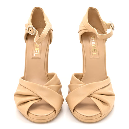Chanel Lambskin Pearl CC Sandals 39 Beige 3 of 9