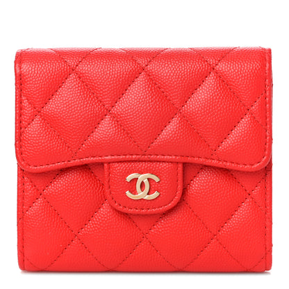 Chanel Caviar Quilted Compact Flap Wallet Red 1 of 12