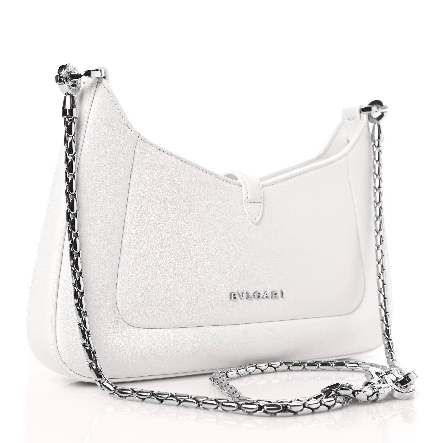 Bulgari Calfskin Serpenti Baia Shoulder Bag White 3 of 8