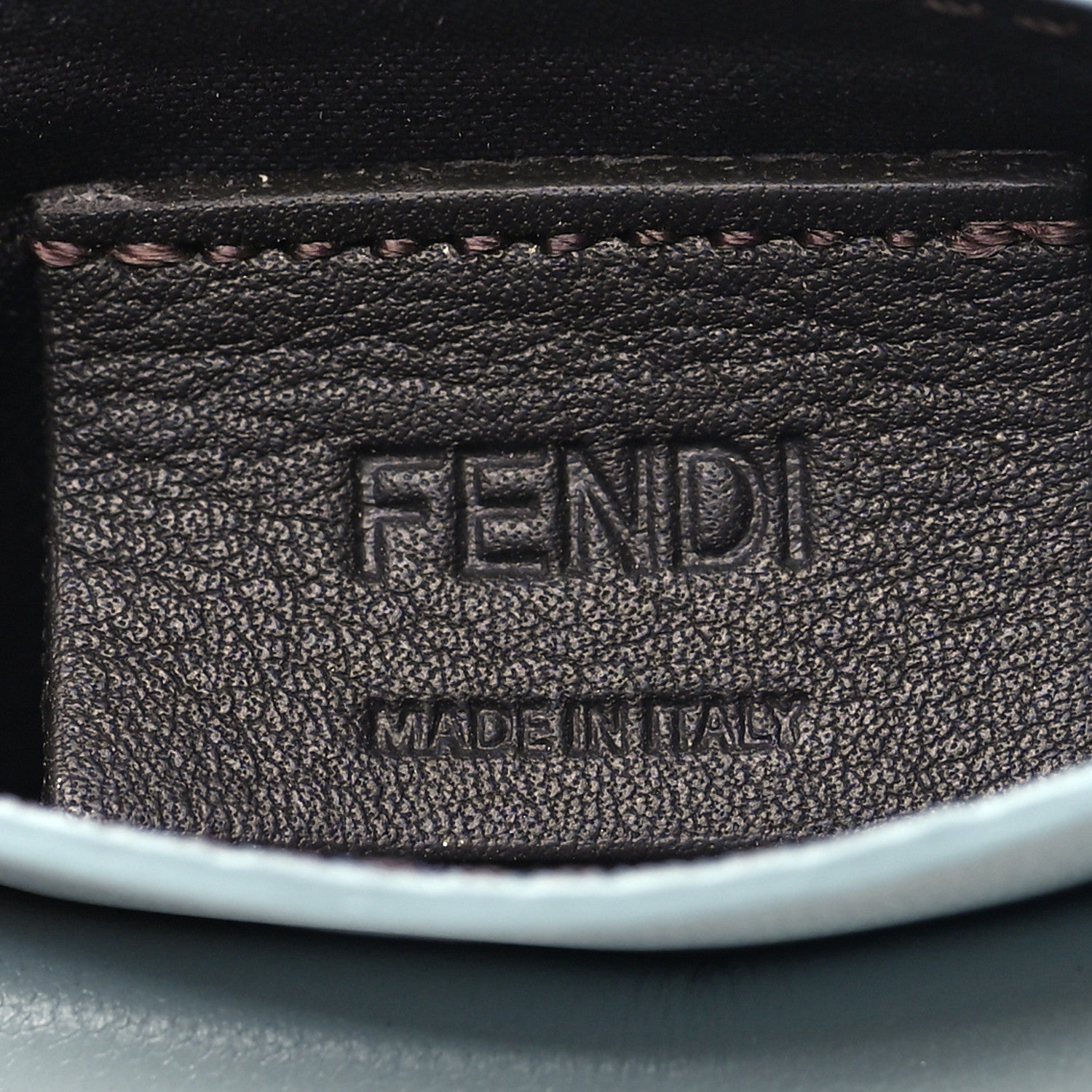 Fendi Nappa Matisse Enamel FF Diagonal Embossed Fold Over Card Holder Wallet Blue 7 of 9