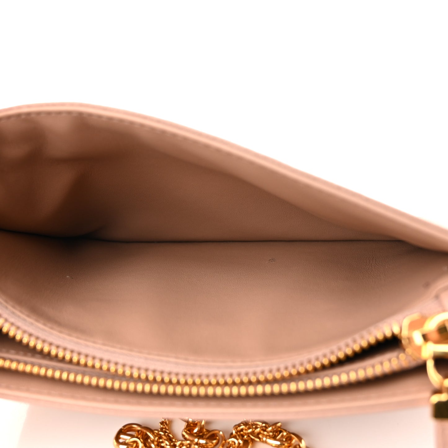 Calfskin Cannage Caro Zipped Pouch With Chain Fard