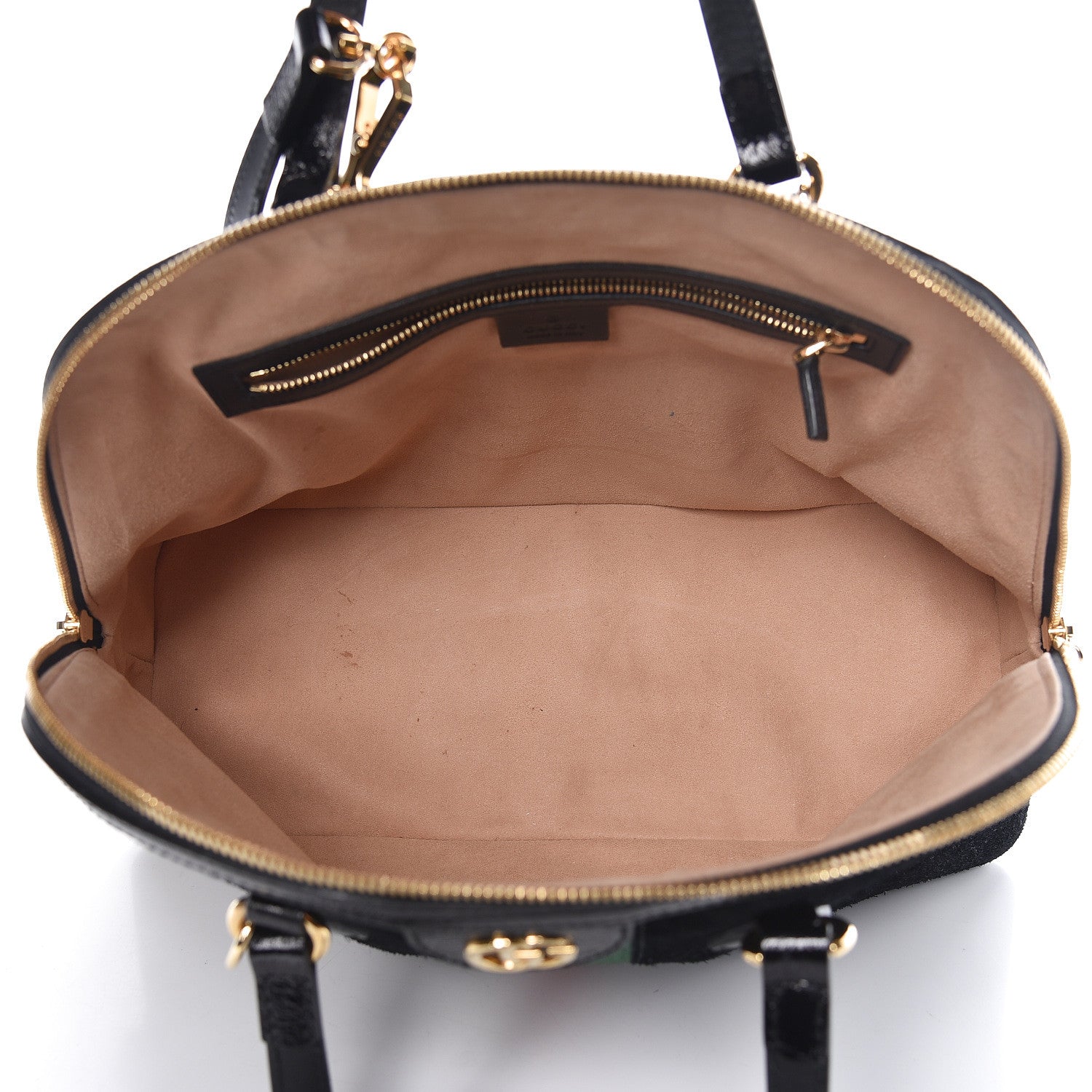 Gucci Suede Patent GG Web Medium Ophidia Top Handle Dome Bag Black 6 of 12