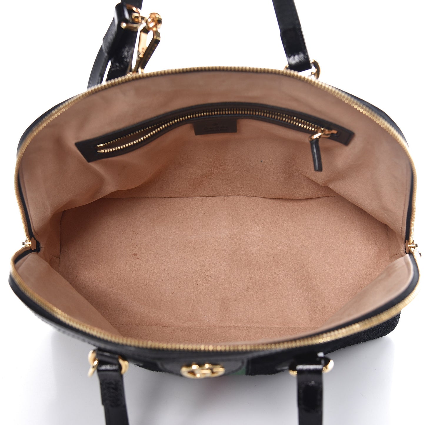 Suede Patent GG Web Medium Ophidia Top Handle Dome Bag Black
