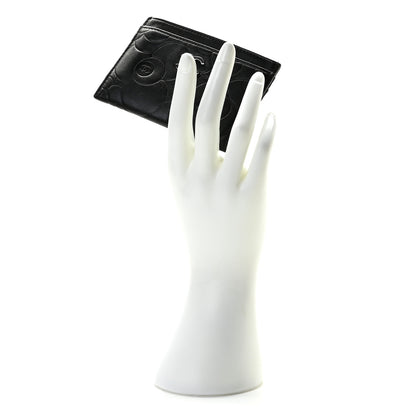 Chanel Lambskin Camellia Stitched Card Holder Black 2 of 8