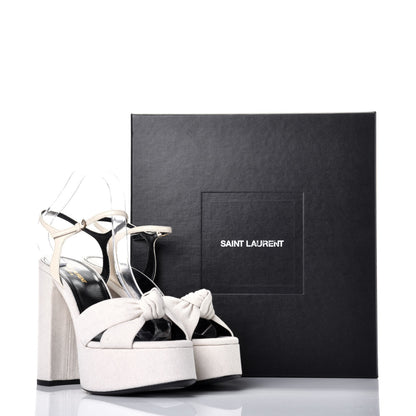 Saint Laurent Canvas Bianca 125 Platform Sandals 40 Cream 9 of 9