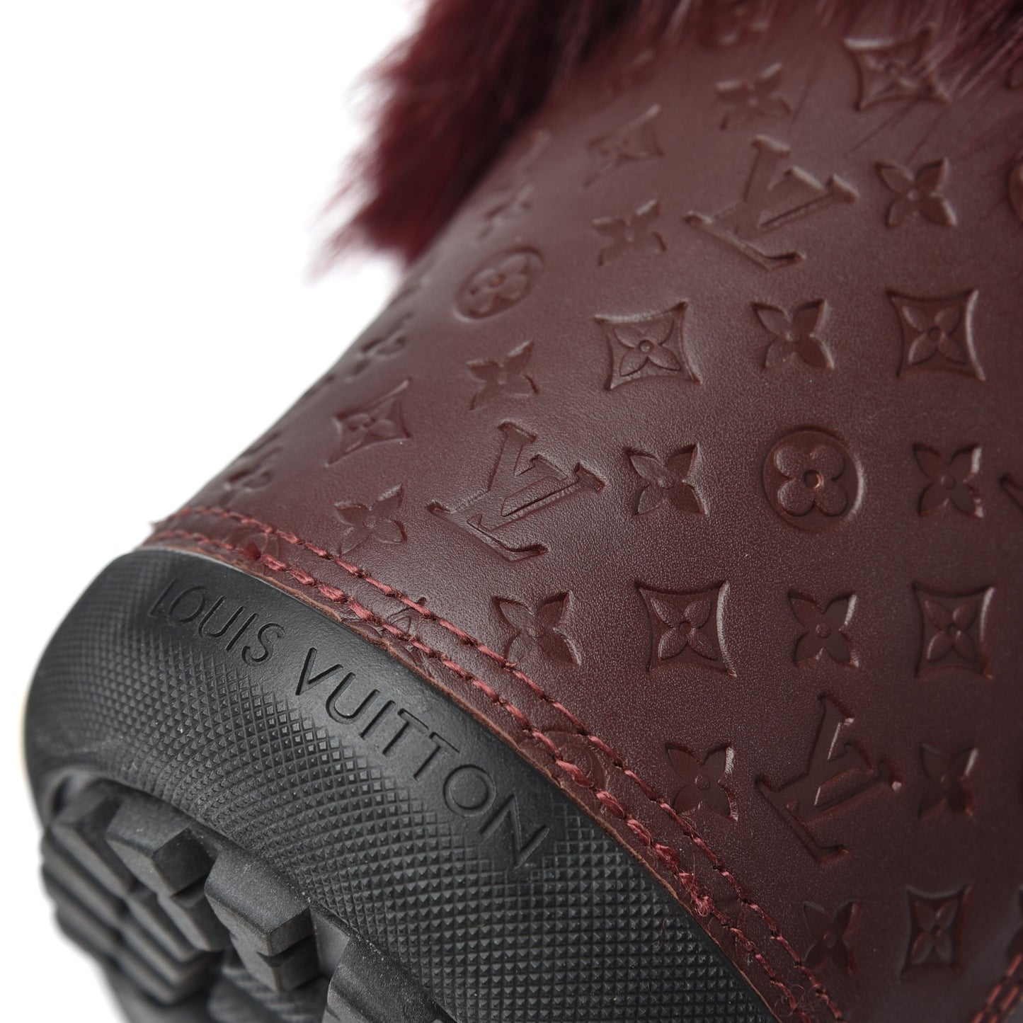 Beaver Calfskin Monogram Off Piste Flat Half Boots 38 Red