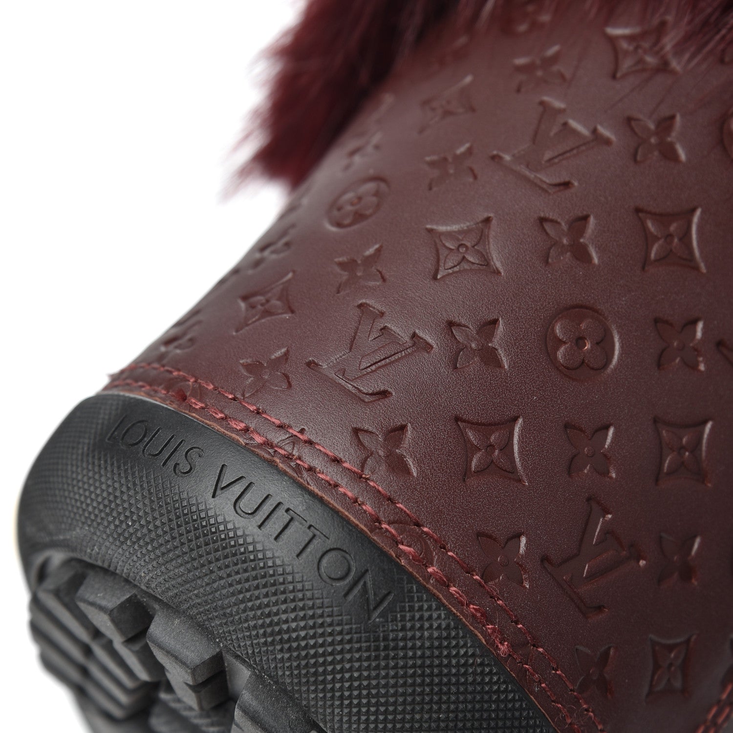 Louis Vuitton Beaver Calfskin Monogram Off Piste Flat Half Boots 38 Red 15 of 16