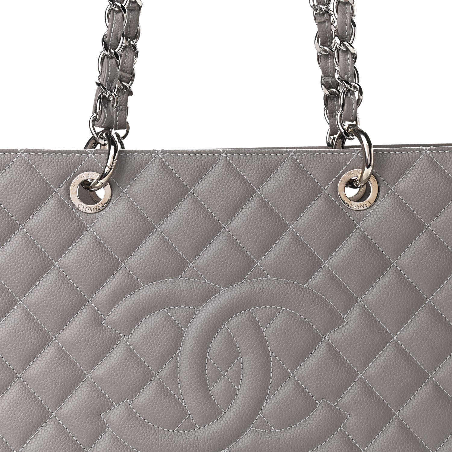 Chanel Caviar Quilted XL Grand Shopping Tote GST Light Grey 10 of 11