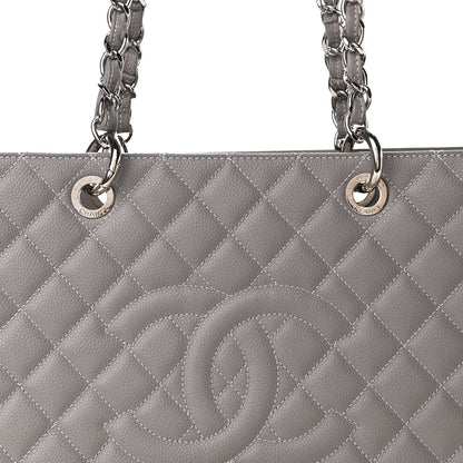 Chanel Caviar Quilted XL Grand Shopping Tote GST Light Grey 10 of 11