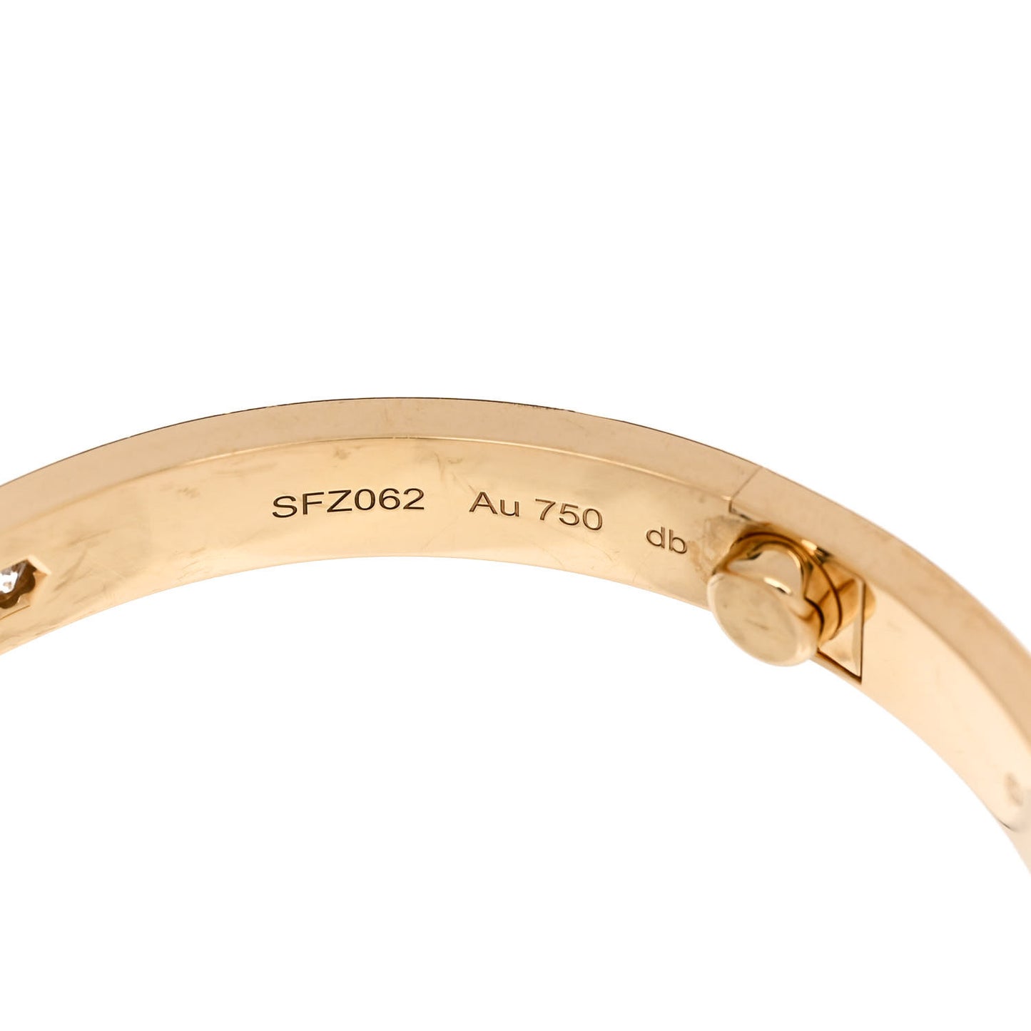 18K Yellow Gold 4 Diamond LOVE Bracelet 17