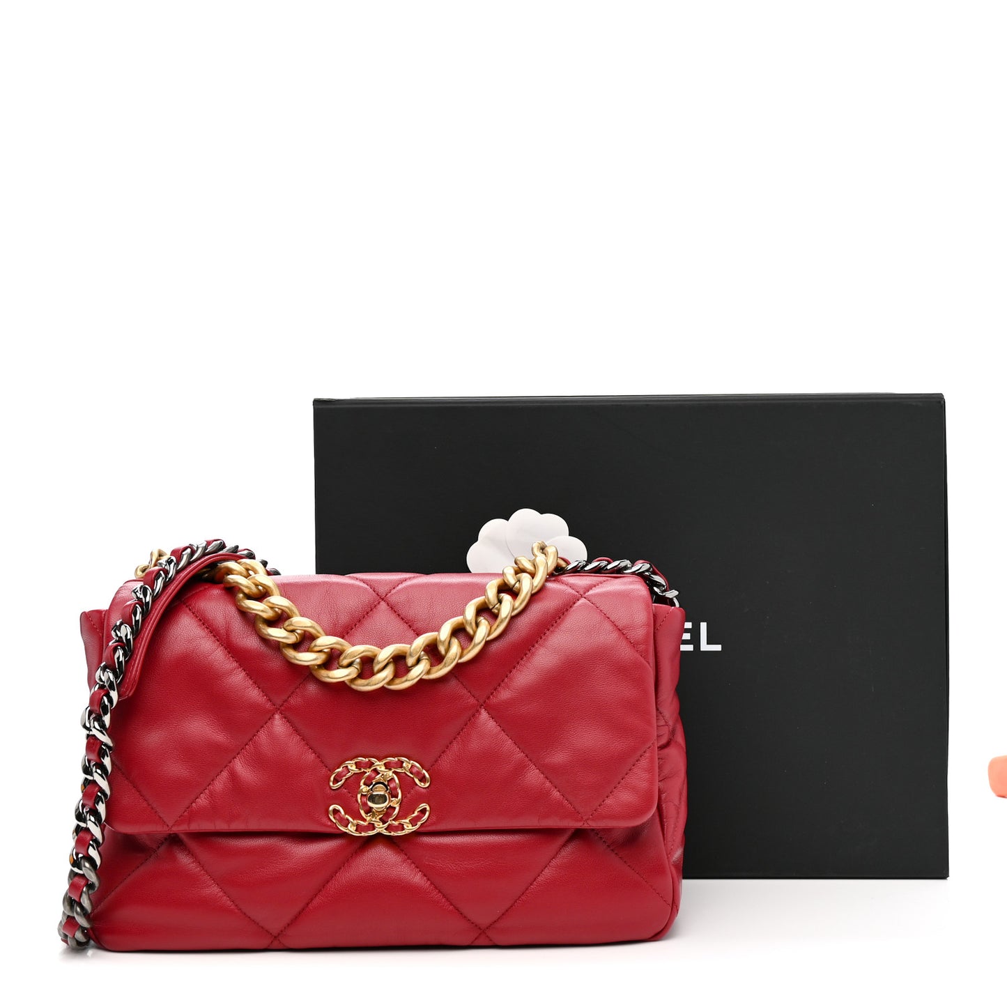 Goatskin Quilted Large Chanel 19 Flap Dark Pink
