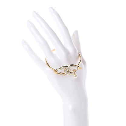 Chanel Pearl Crystal CC Bangle Gold 2 of 4