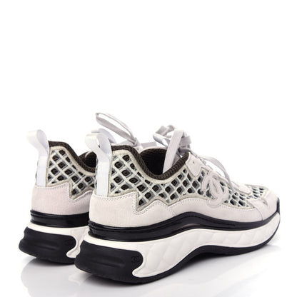 Chanel Suede Calfskin Embroidered CC Sneakers 38 Ecru Light Gray 4 of 11