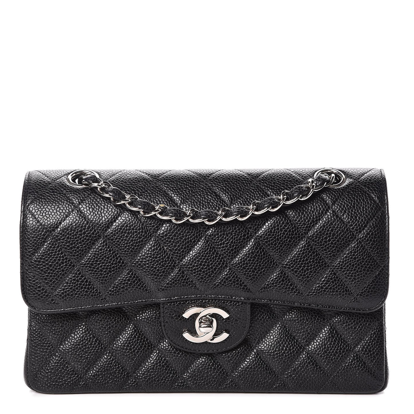Caviar Quilted Small Double Flap Black