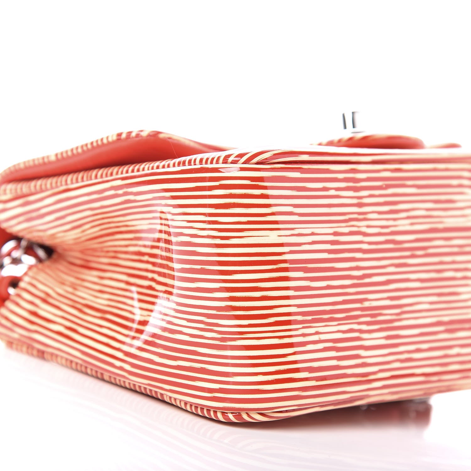 Chanel Patent Calfskin Striped Mini Square Flap Red 8 of 9