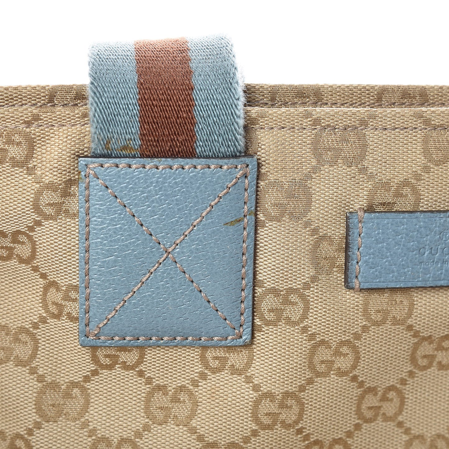 GG Monogram Medium Web Handle Bucket Tote Blue