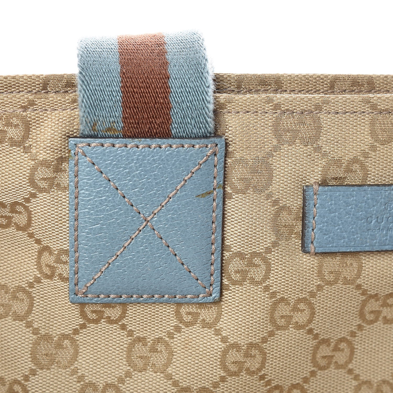 Gucci GG Monogram Medium Web Handle Bucket Tote Blue 12 of 16