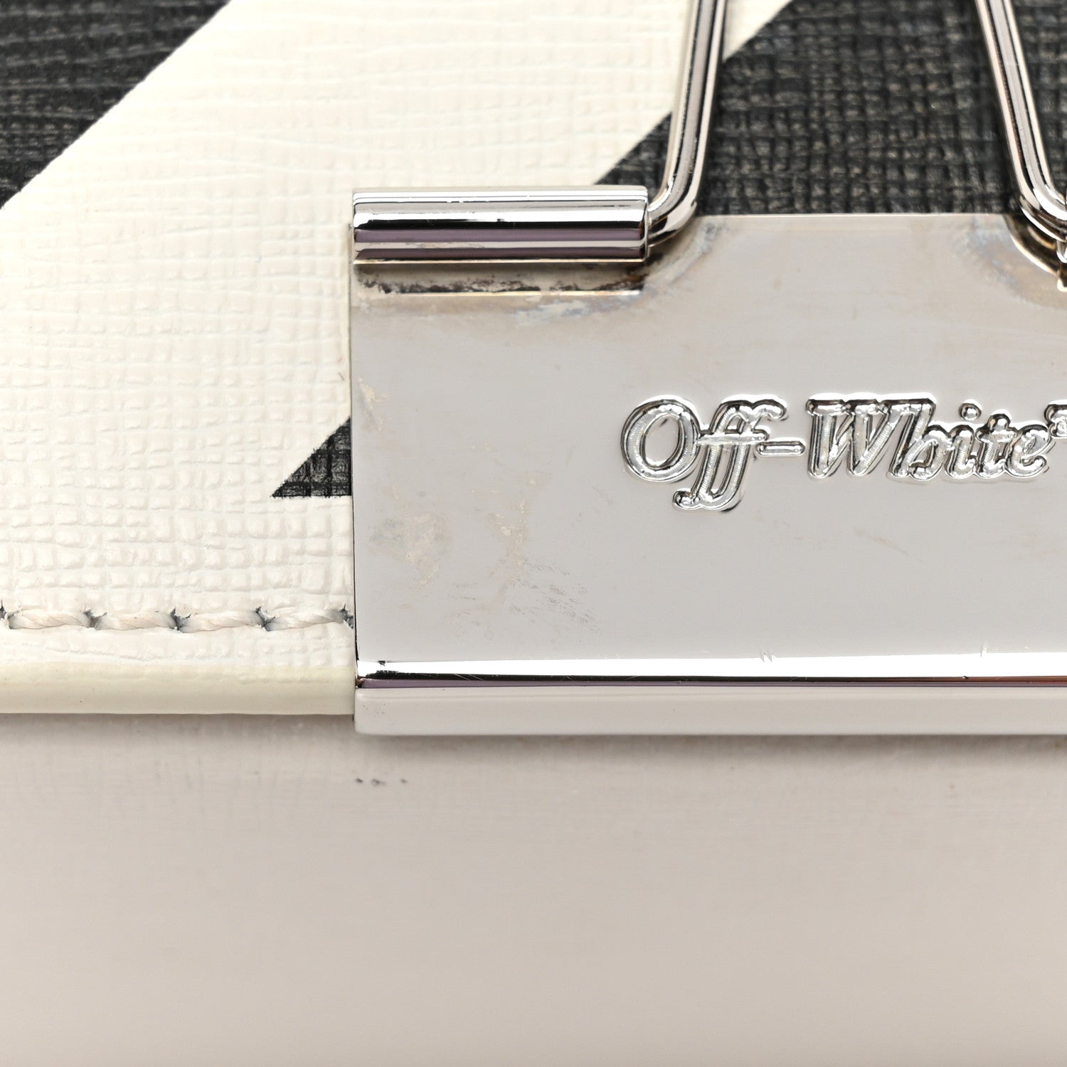 Off-White Calfskin Diag Flap Bag White Black 11 of 18