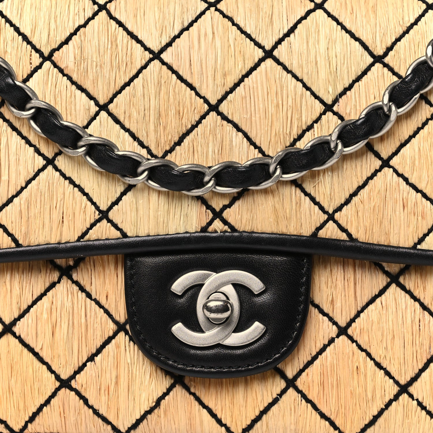 Chanel Straw Diamond Stitch Flap 8 of 12
