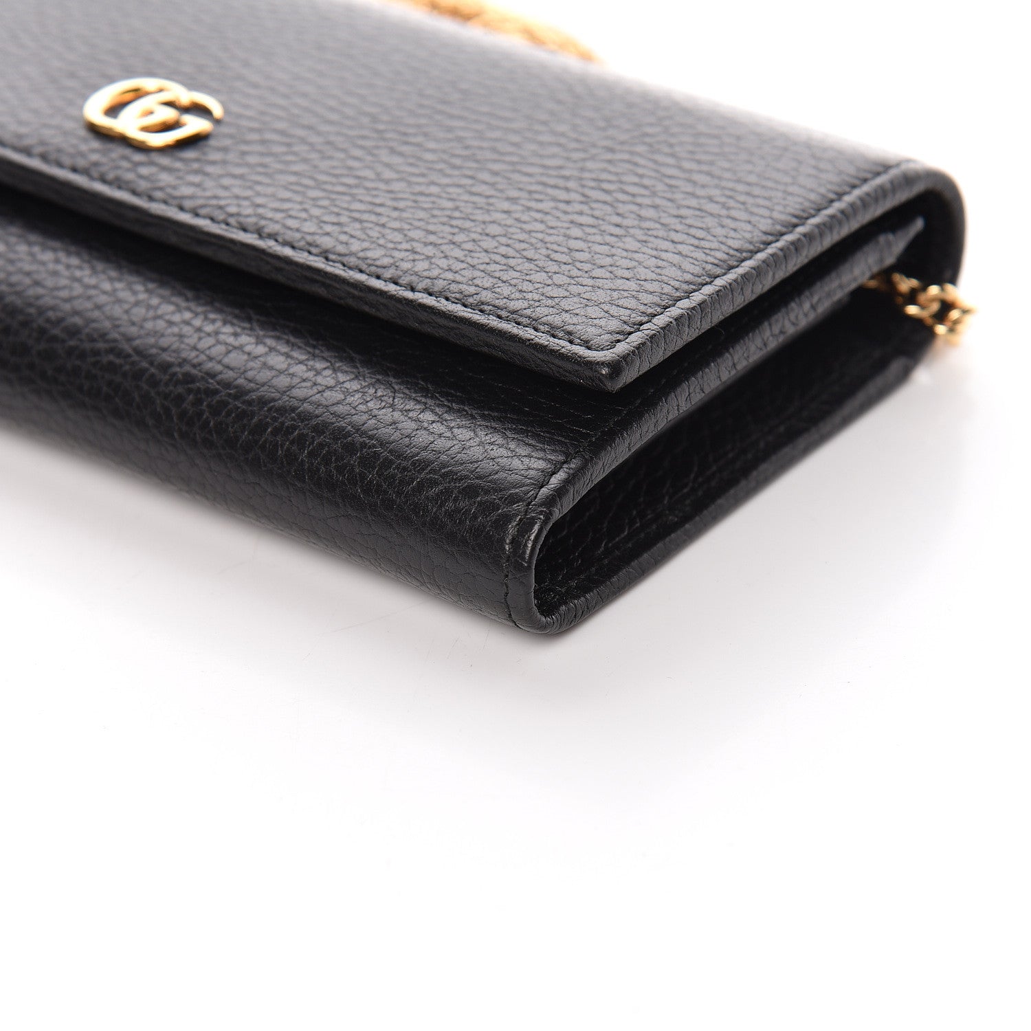 Gucci Calfskin Petite GG Marmont Wallet Chain Bag Black 10 of 12