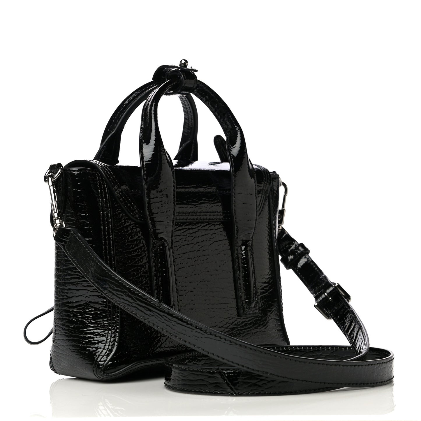 Textured Patent Mini Pashli Satchel Black