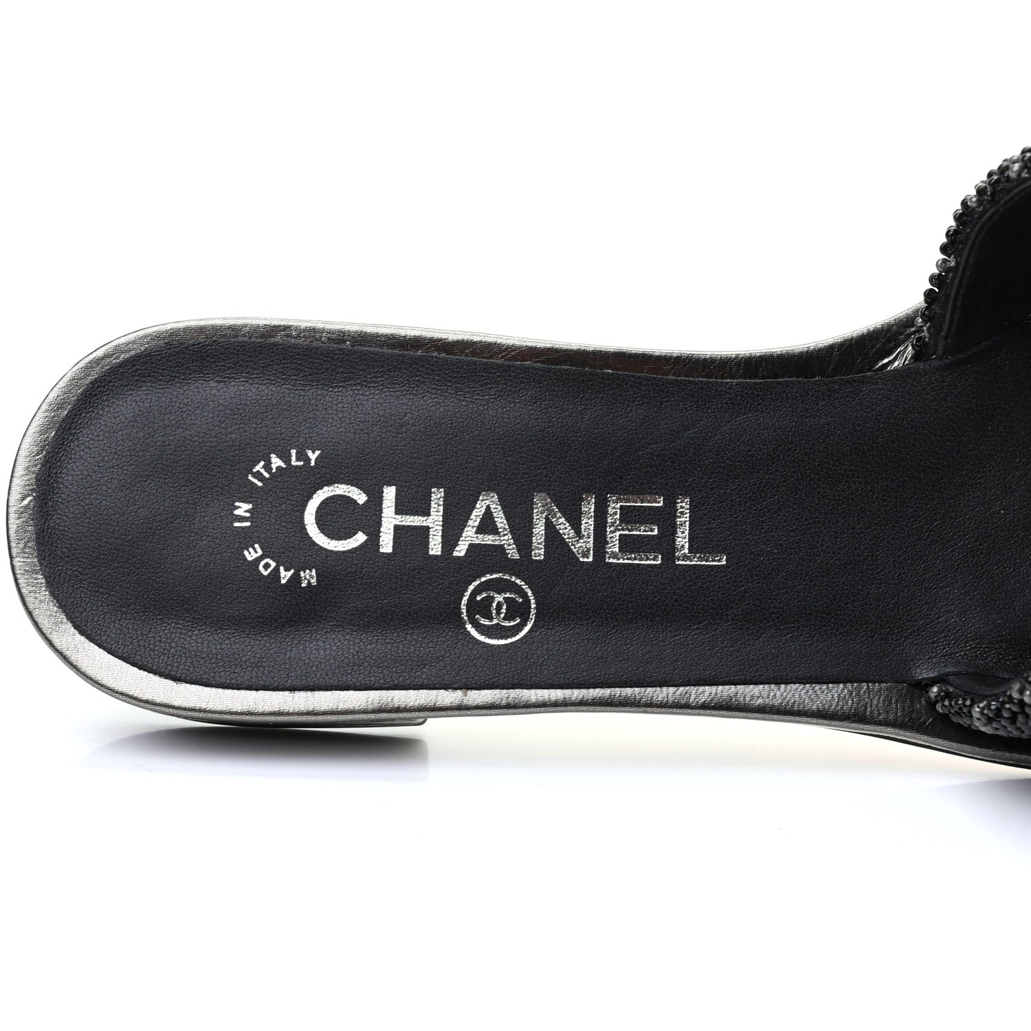 Chanel Pearl Embroidery CC Mules 36.5 Black 7 of 9