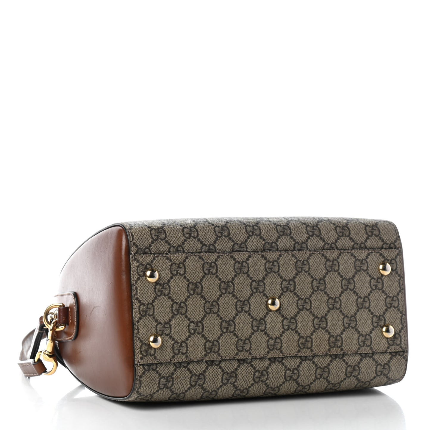 GG Supreme Monogram Cuoio Toscano Small Boston Beige Ebony Cuir