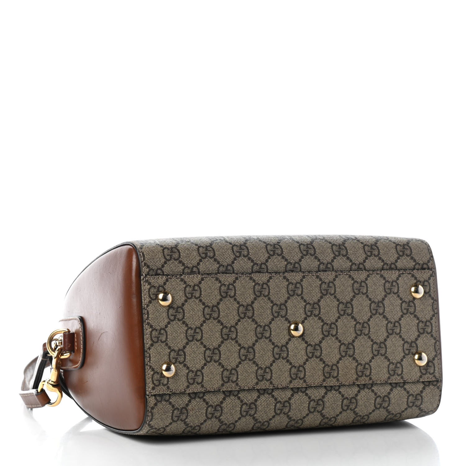 Gucci GG Supreme Monogram Cuoio Toscano Small Boston Beige Ebony Cuir 3 of 10