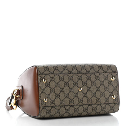 Gucci GG Supreme Monogram Cuoio Toscano Small Boston Beige Ebony Cuir 3 of 10