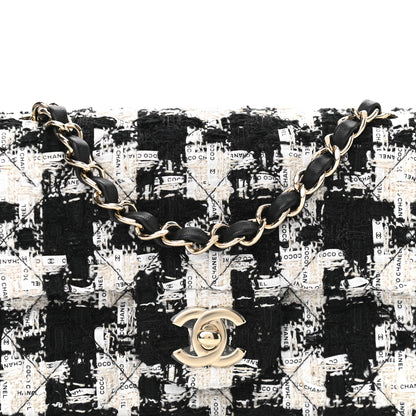 Chanel Tweed Quilted Mini Rectangular Flap Black Ecru White 8 of 11