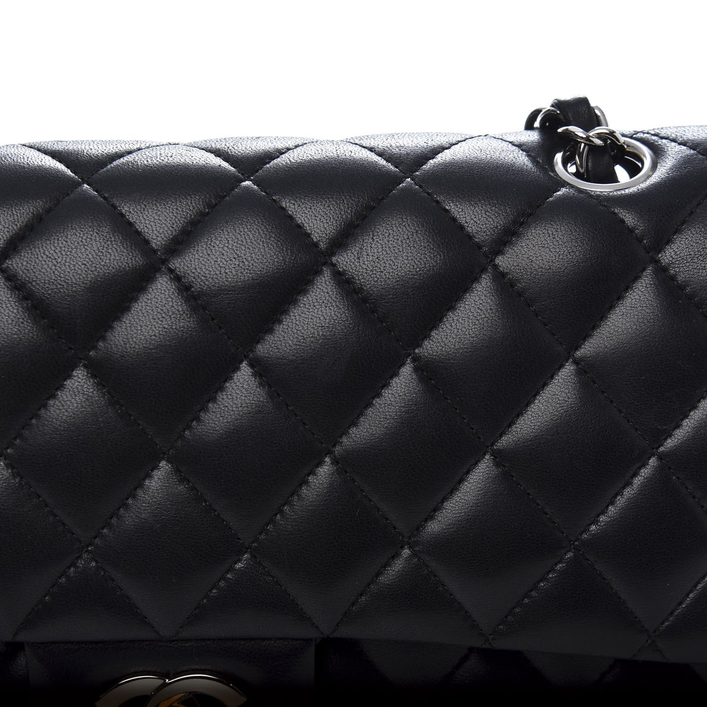 Lambskin Quilted Medium Double Flap Black