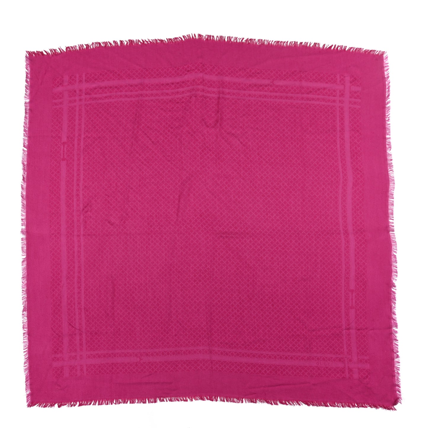 Wool Silk Diamante Fringe Shawl Fuchsia